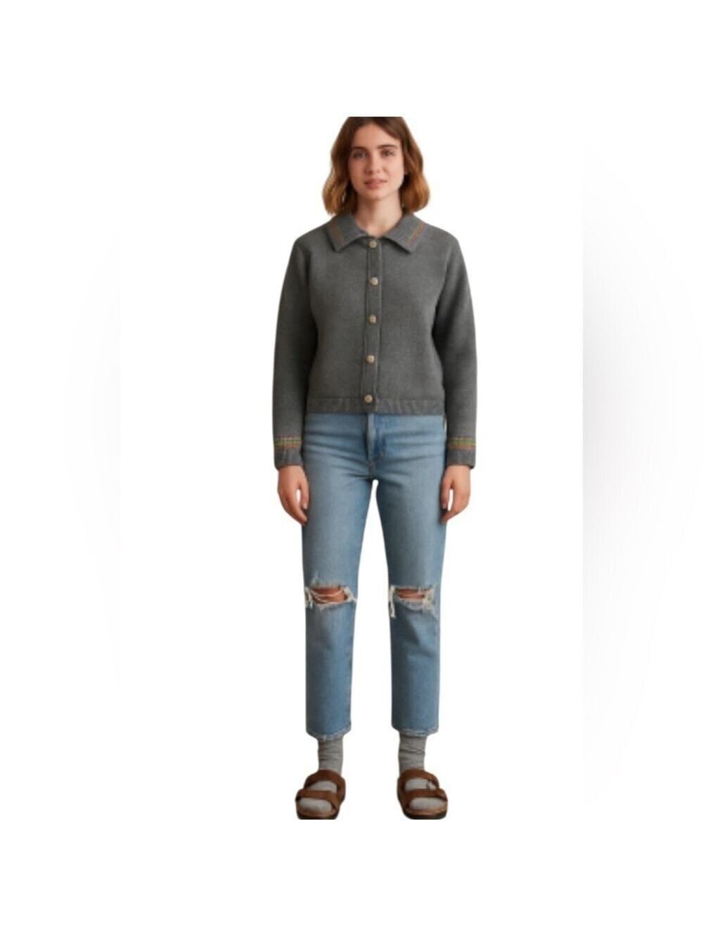 Vintage WOOLRICH Cotton Cardigan Charcoal Heather Sits At Waist Size S VGC